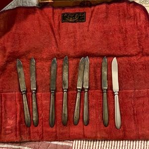 1847 Roger Bros Warranted vintage Knives set of 8 silver plate